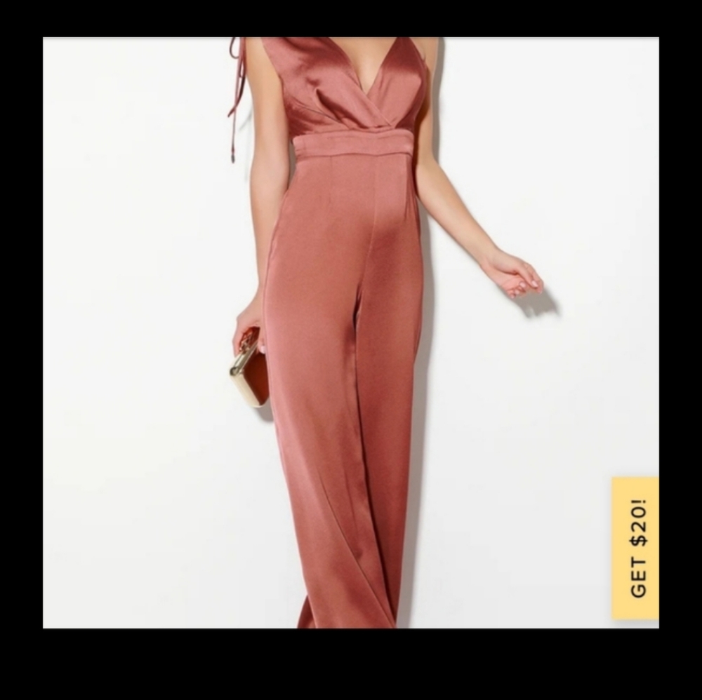 Lulus LOOK OF LUXE RUSTY ROSE SATIN jumpsuit - Picture 2 of 14